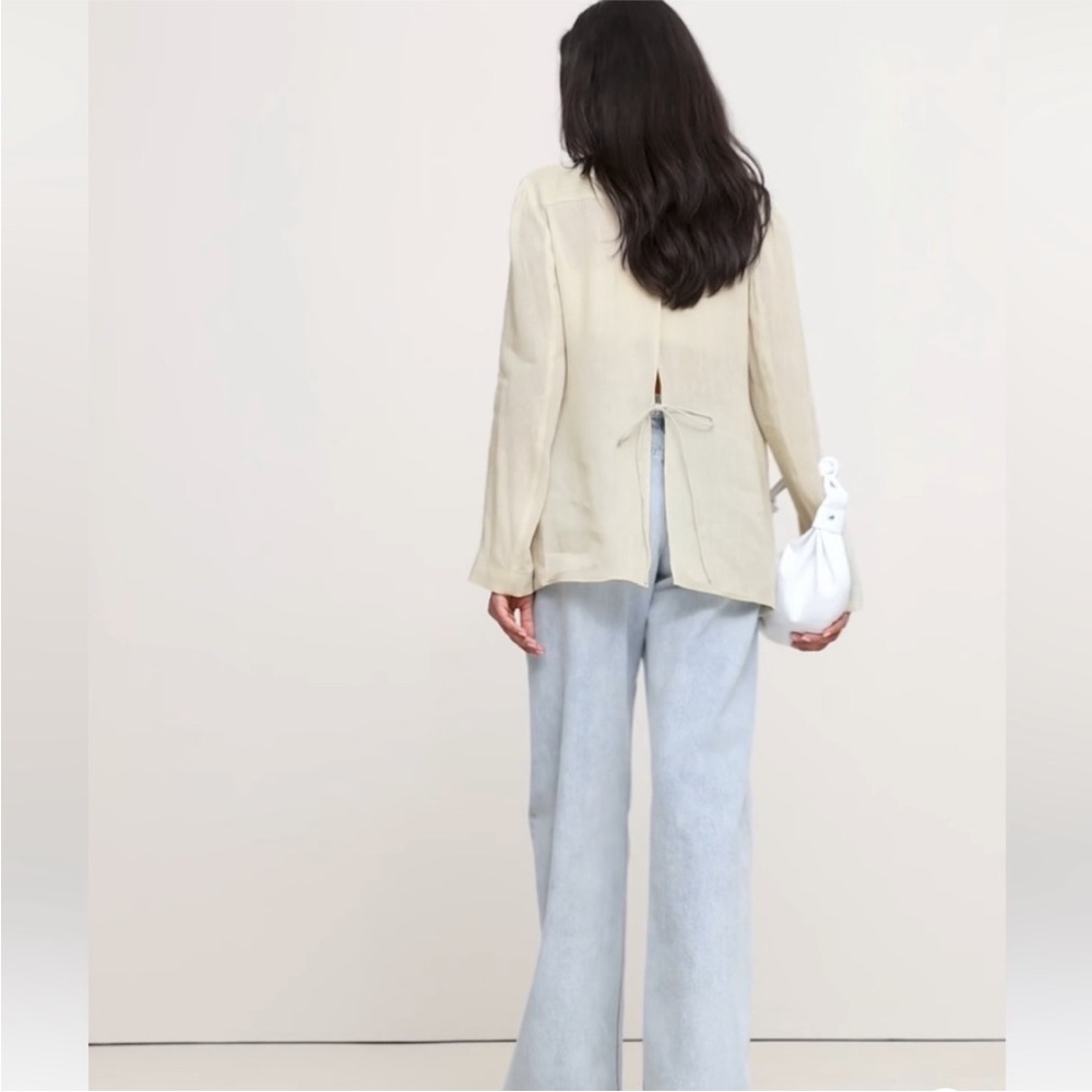 NEW! Banana Republic Navy Linen-Viscose Open-Back Blazer - Size XXS 🎪 - Picture 4 of 8